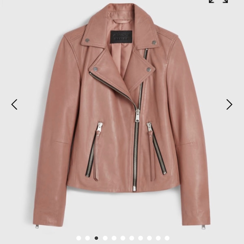 Pink All Saints 100% lamb leather jacket